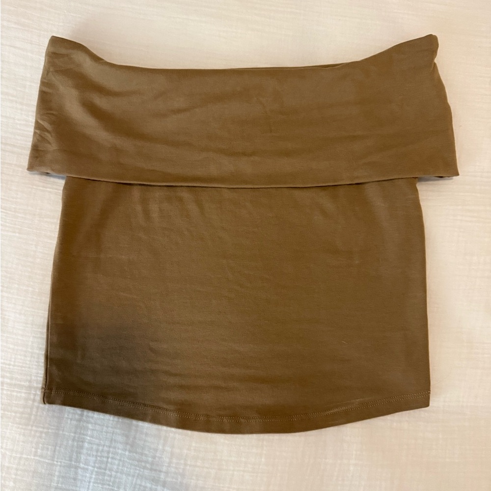 aerie Olive Green Off-the-Shoulder Tube Top